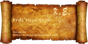Kránicz Erik névjegykártya